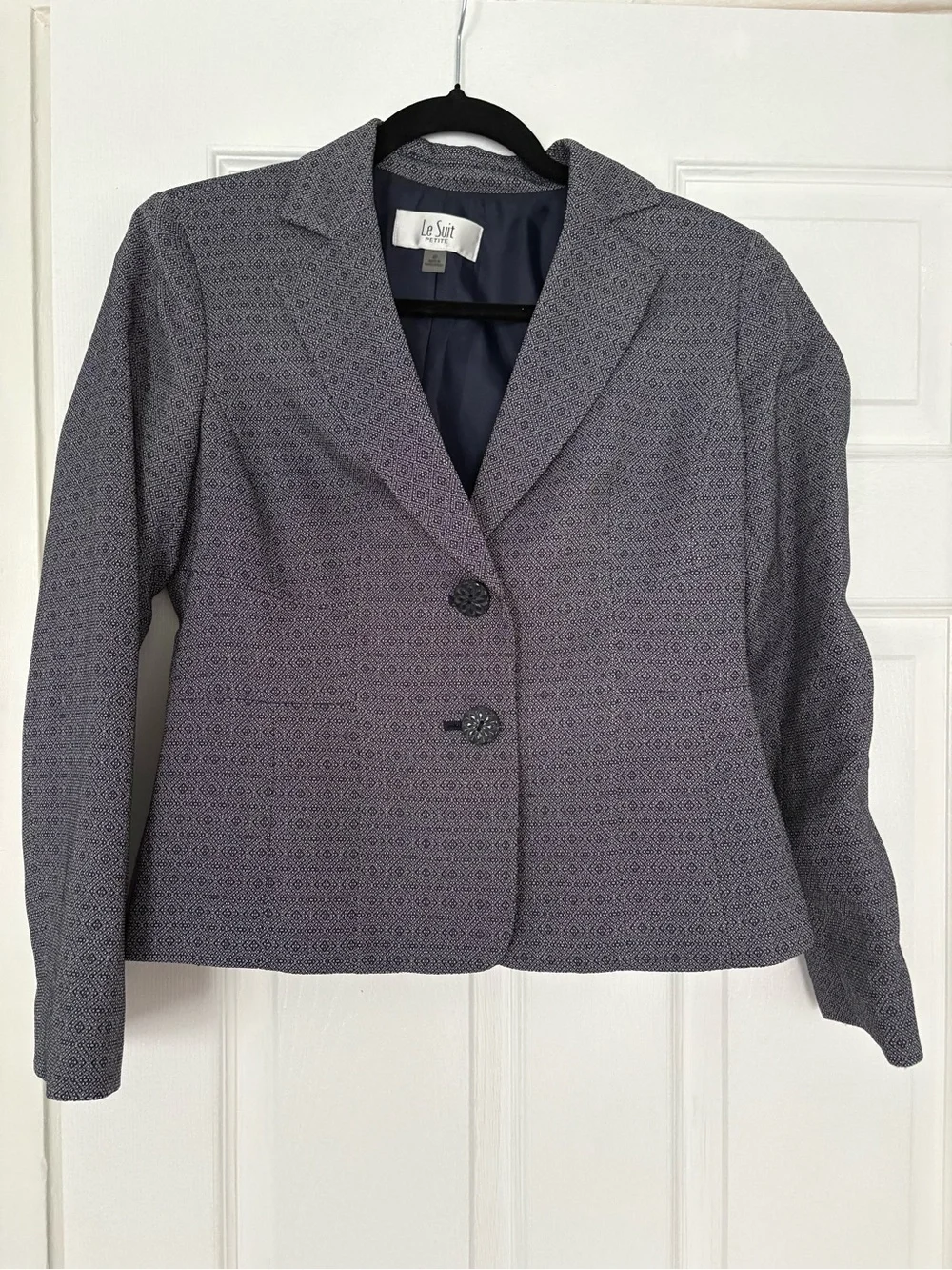 Le Suit Petite Geo Print Two-Button Blazer Jacket Size 4P